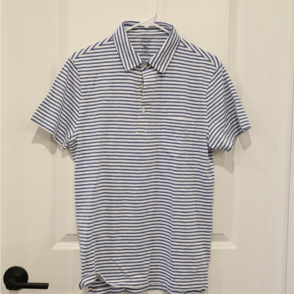 J. Crew Blue Striped Men's Shirt - Suede Jersey
